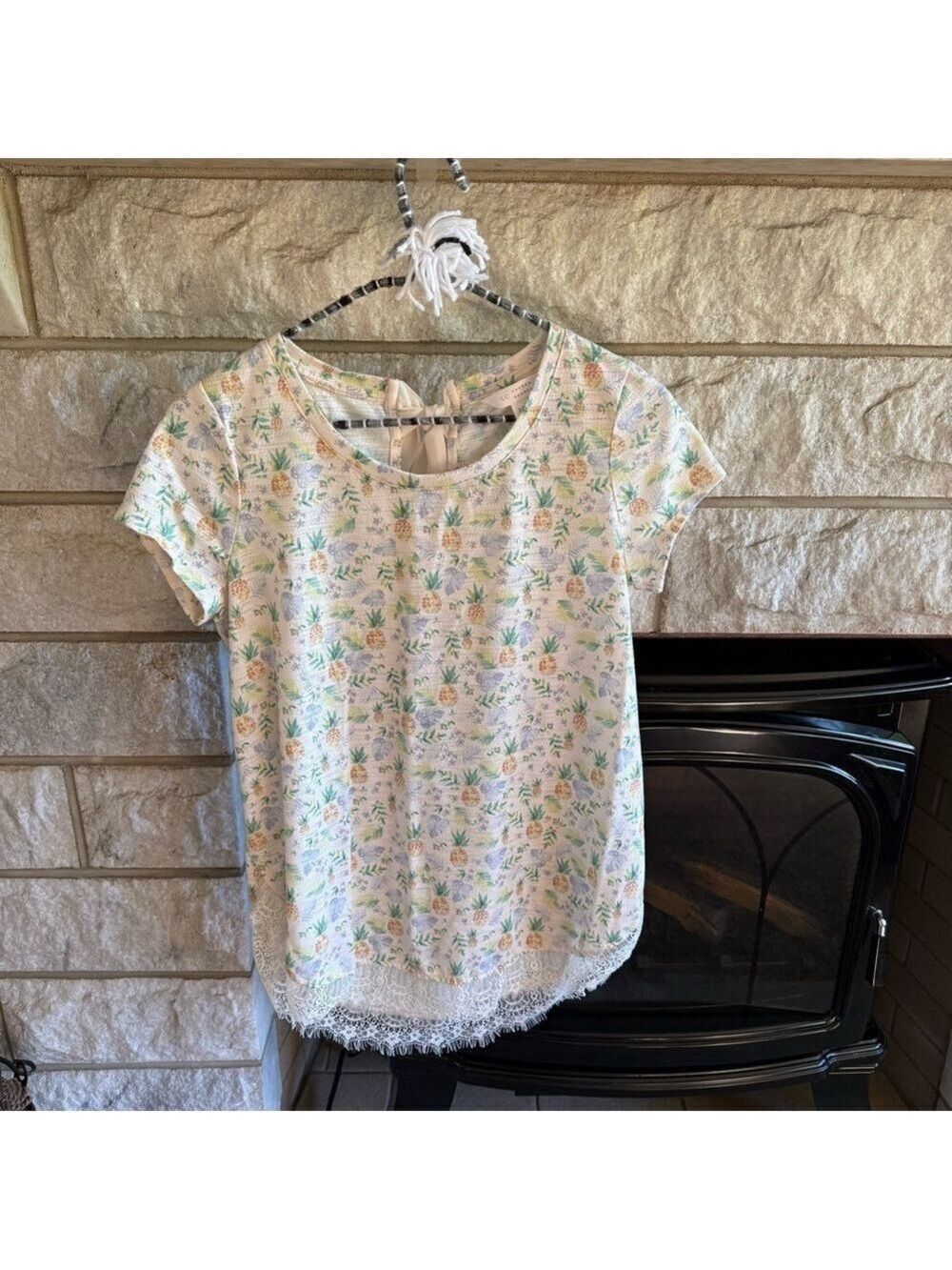 LC Lauren Conrad Pastel Floral Tie-Back Top XS